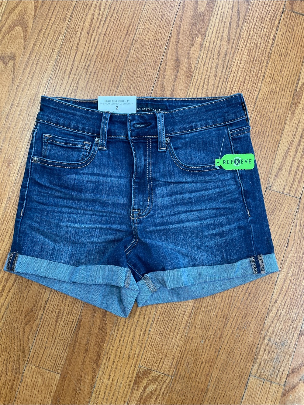 Aeropostale Indigo Rolled Hem Denim Shorts